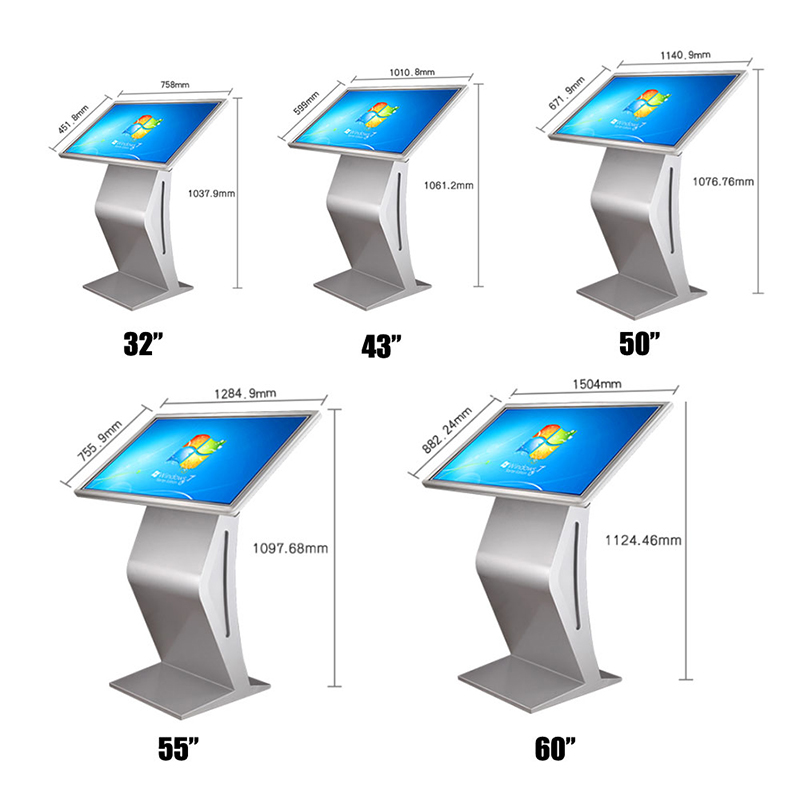 Horizontal Touch screen kiosk-size